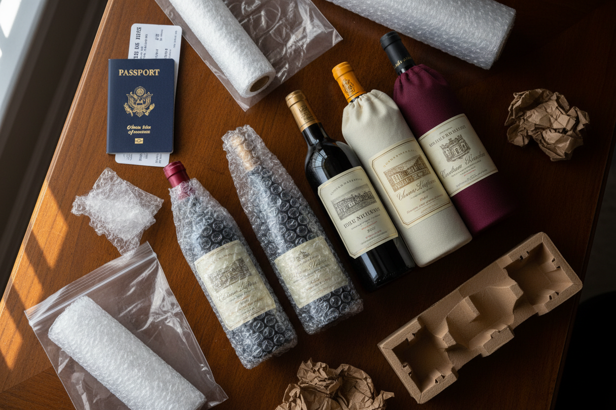 Bouteille de vin en avion : Règles douanières transport et limites